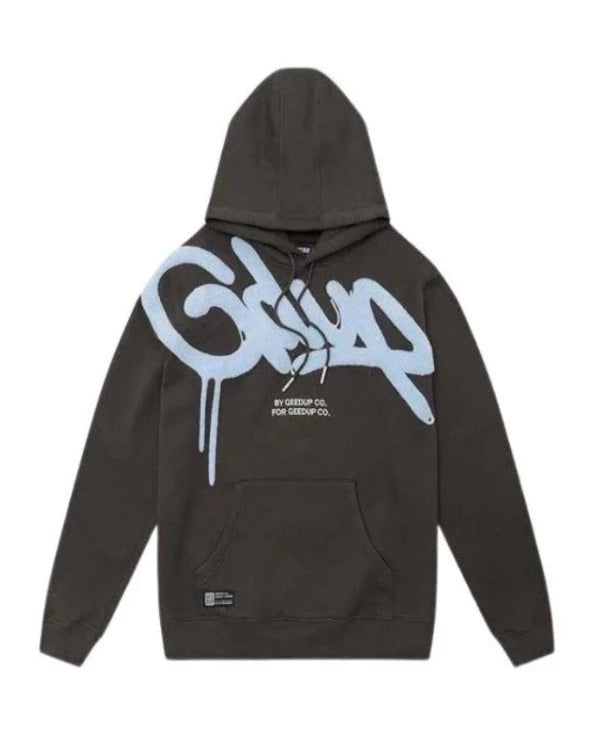 Geedup Handstyle Hoodie "Graphite/Pale Blue"