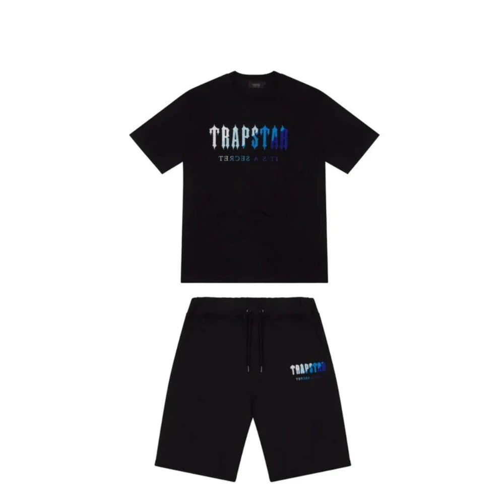 TRAPSTAR CHENILLE DECODED SHORT SET BLACK/ICE