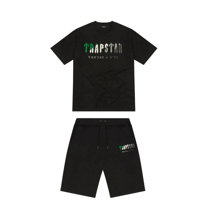 TRAPSTAR CHENILLE DECODED SHORT SET BLACK/GREEN