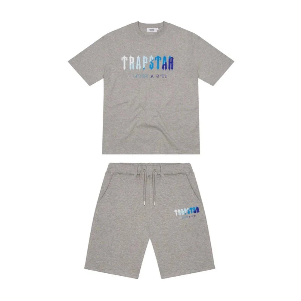 TRAPSTAR CHENILLE DECODED SHORT SET GREY/ICE