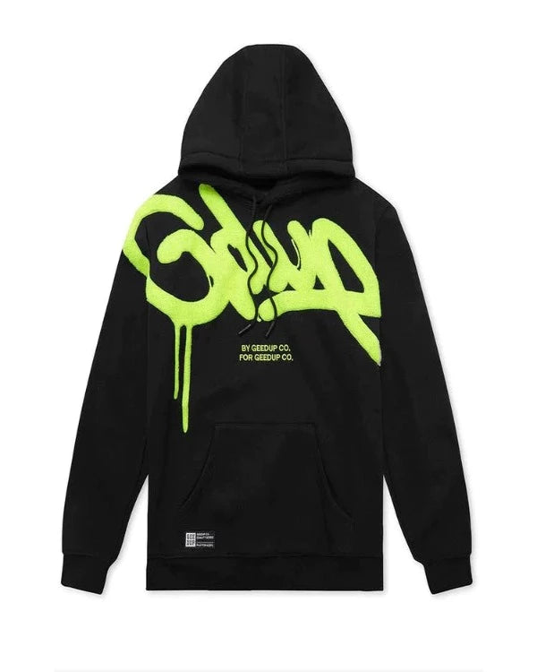 Geedup Handstyle Hoodie "Black/Hyper Yellow"