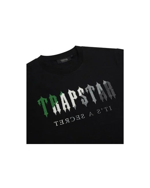 TRAPSTAR CHENILLE DECODED SHORT SET BLACK/GREEN